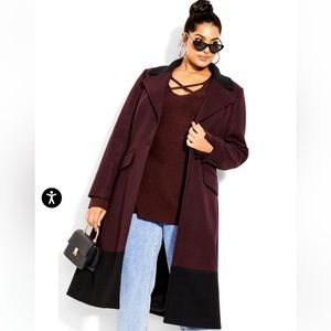 City Chic.Arabella Coat.Color Oxblood.XS 14 is not a regular size. It runs small